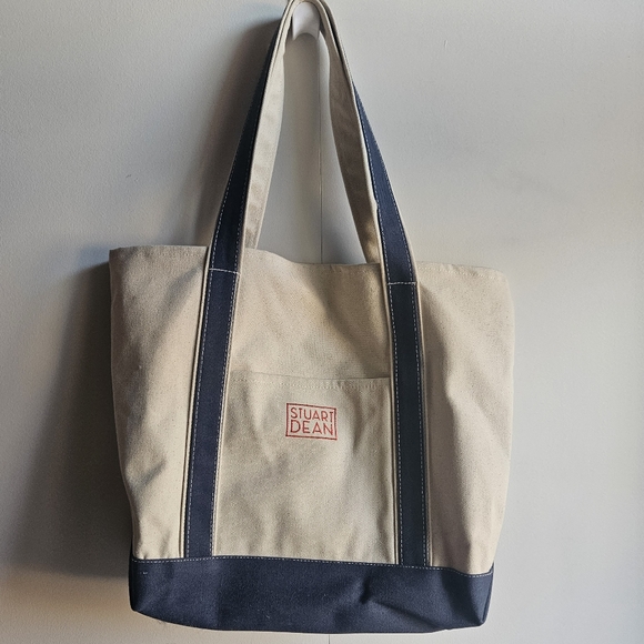 NWOT Large Open Top 100% Cotton Canvas Tote with Handles - Picture 1 of 16